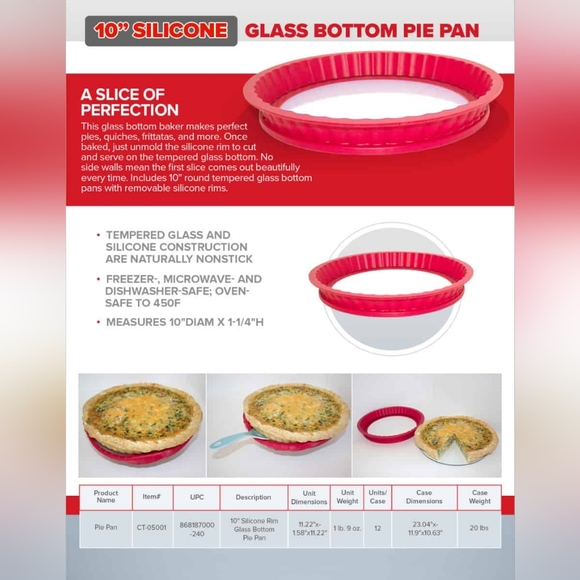 10″ DoughEZ® Silicone Glass Bottom Pie Pan (Set of 2) - Picture 5 of 10